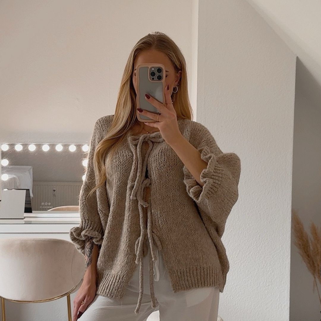 Oversized Tulip Cardigan with Bows