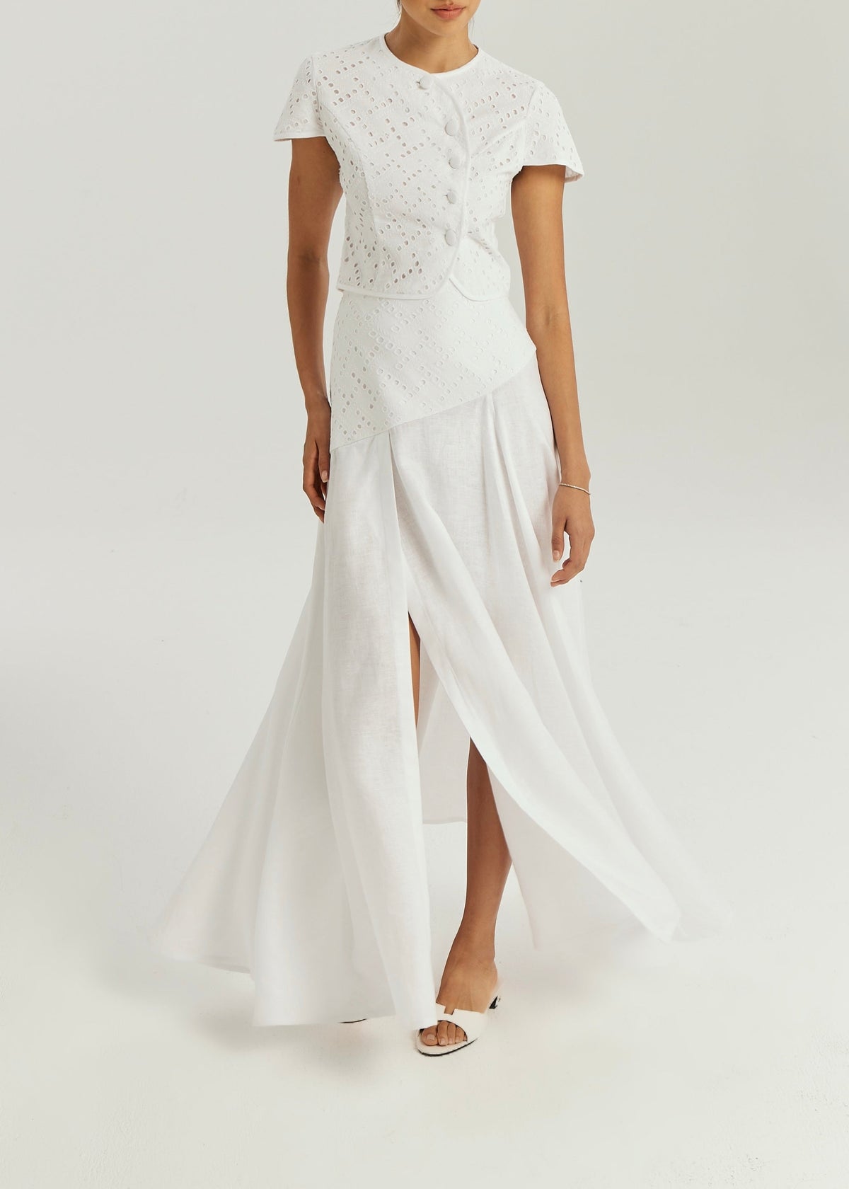 Top Roxie de algodón con calado | Blanco