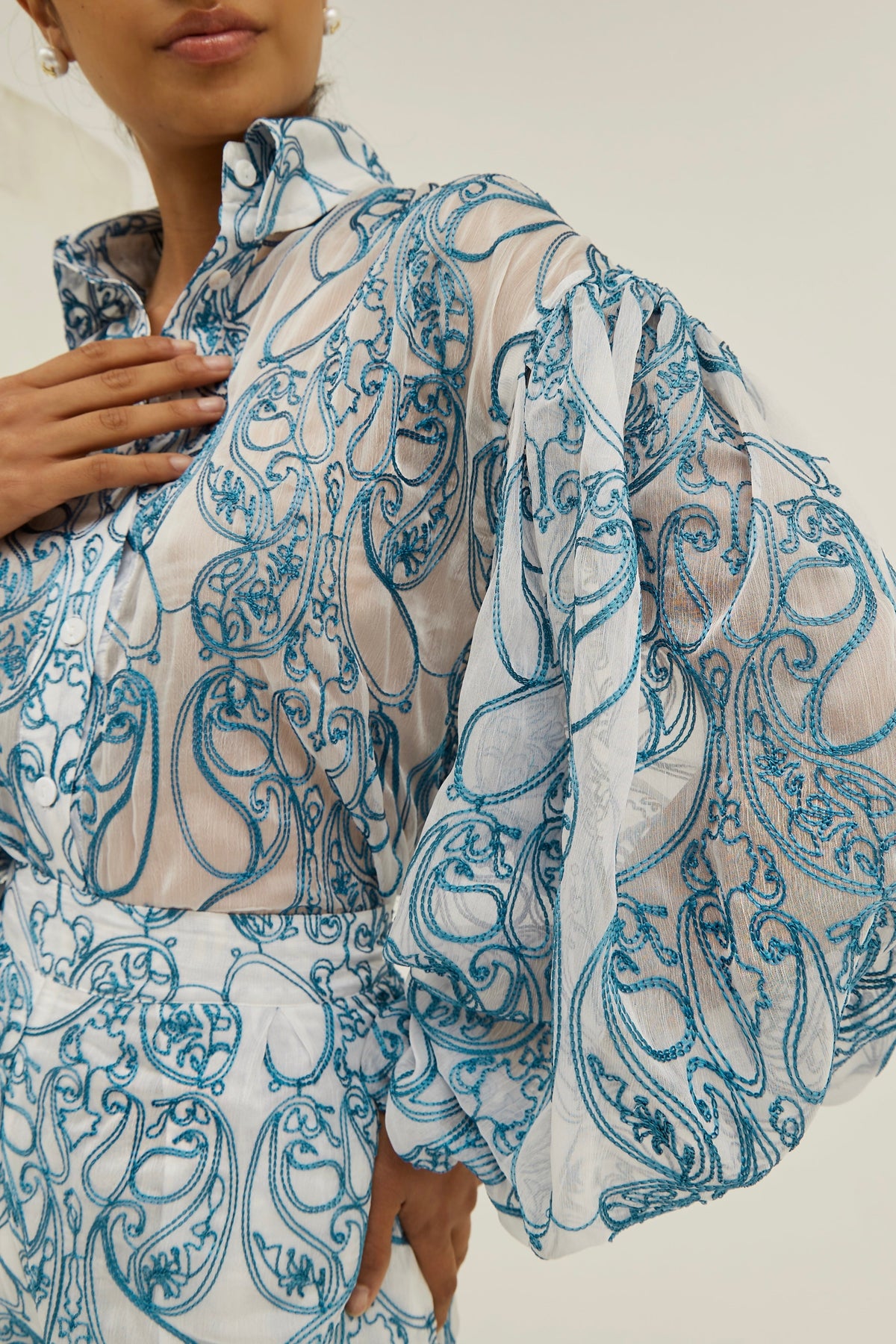 Blusa bordada Estella | Azul