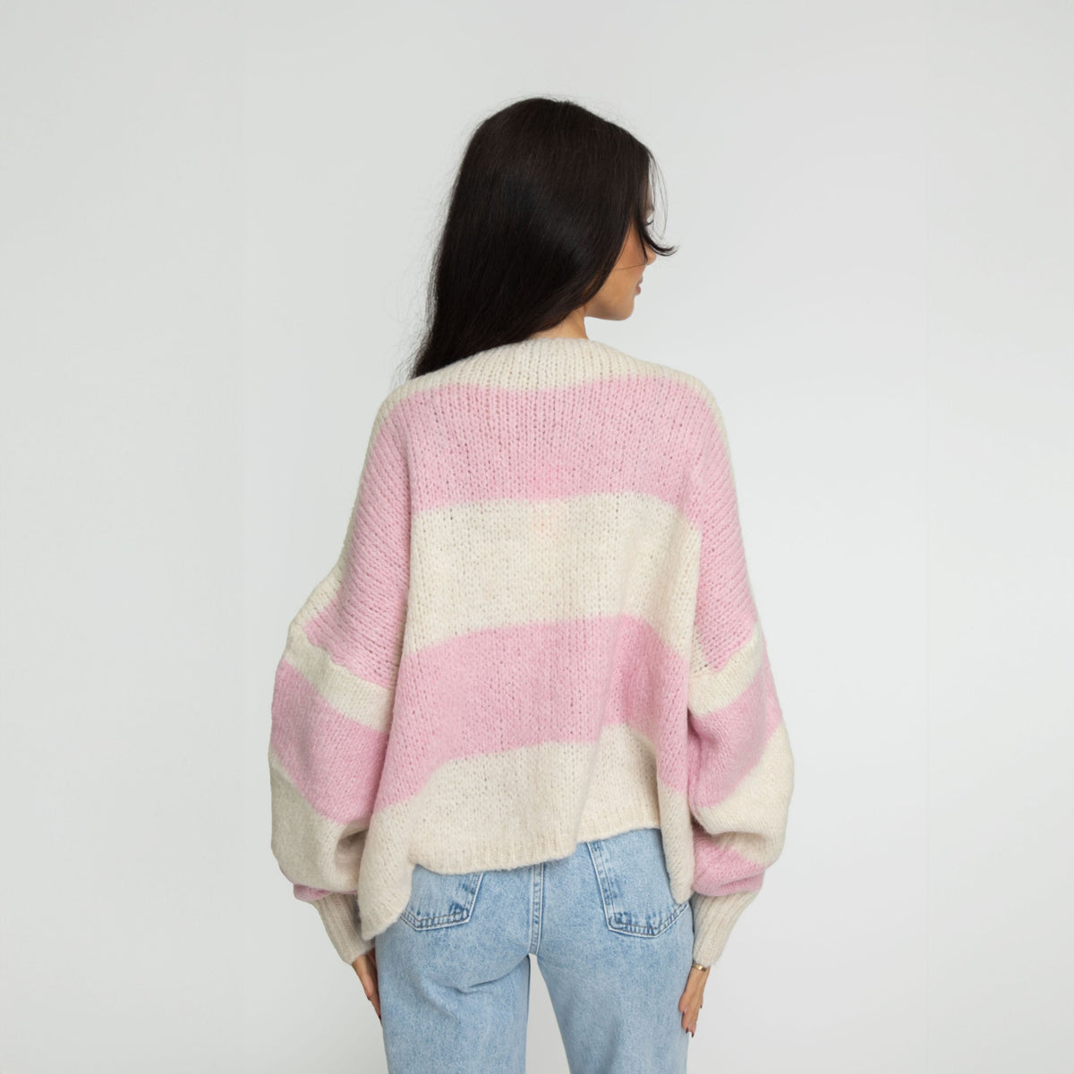 Striped V-Neck Bow Cardigan
