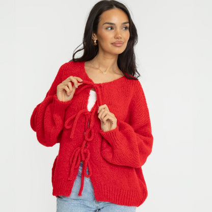 Oversized Cardigan with Bows