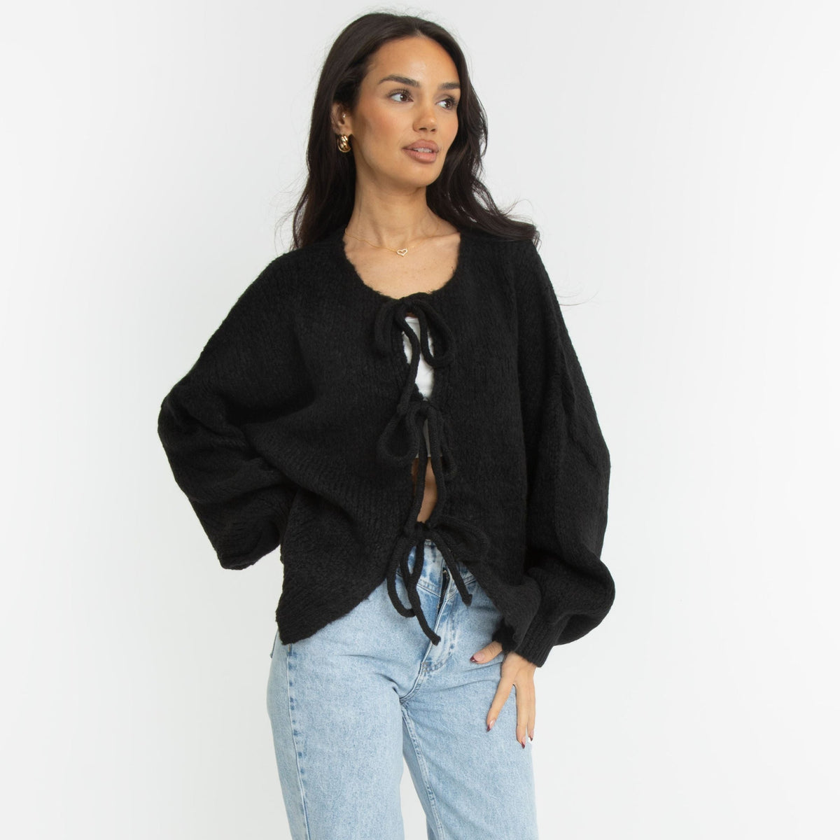Oversized Cardigan with Bows