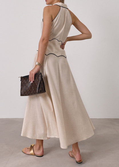Vestido Kalila con icono en contraste | Beige/Negro