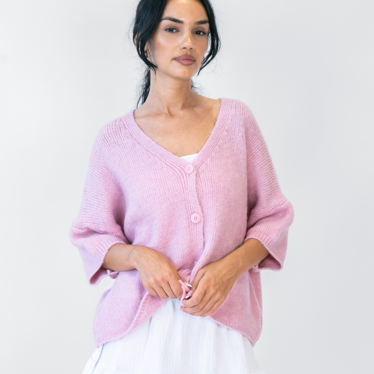 Oversized cardigan with 3/4 sleeves