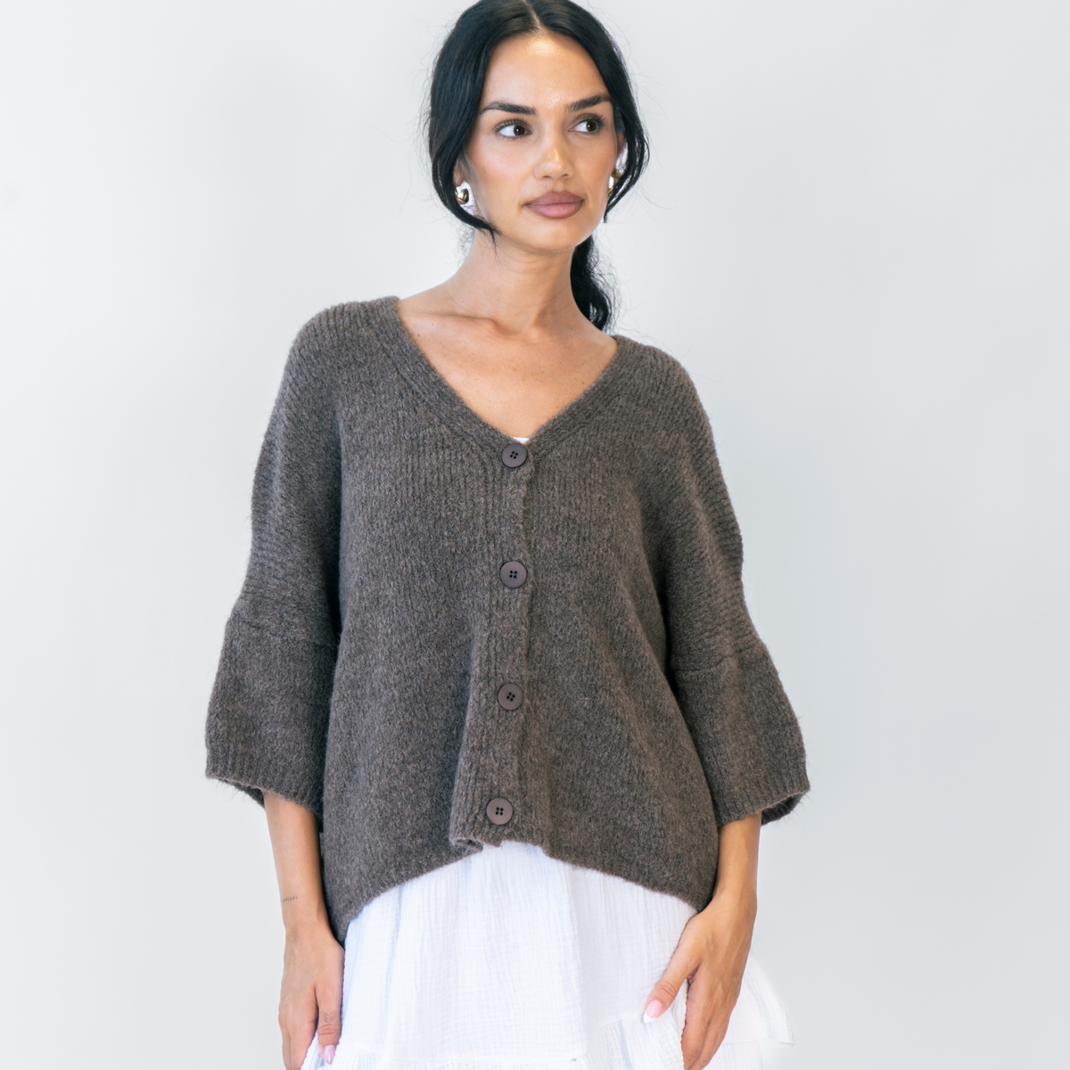 Oversized cardigan with 3/4 sleeves