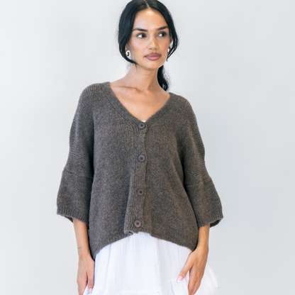 Oversized cardigan with 3/4 sleeves