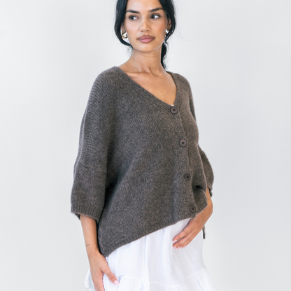 Oversized cardigan with 3/4 sleeves