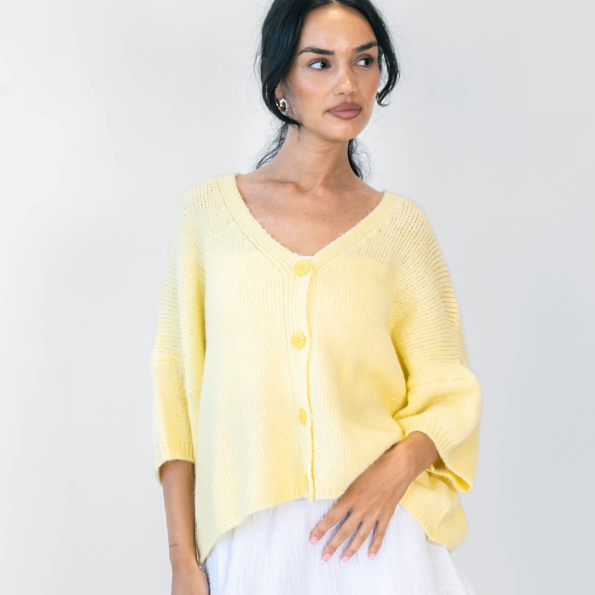 Oversized cardigan with 3/4 sleeves