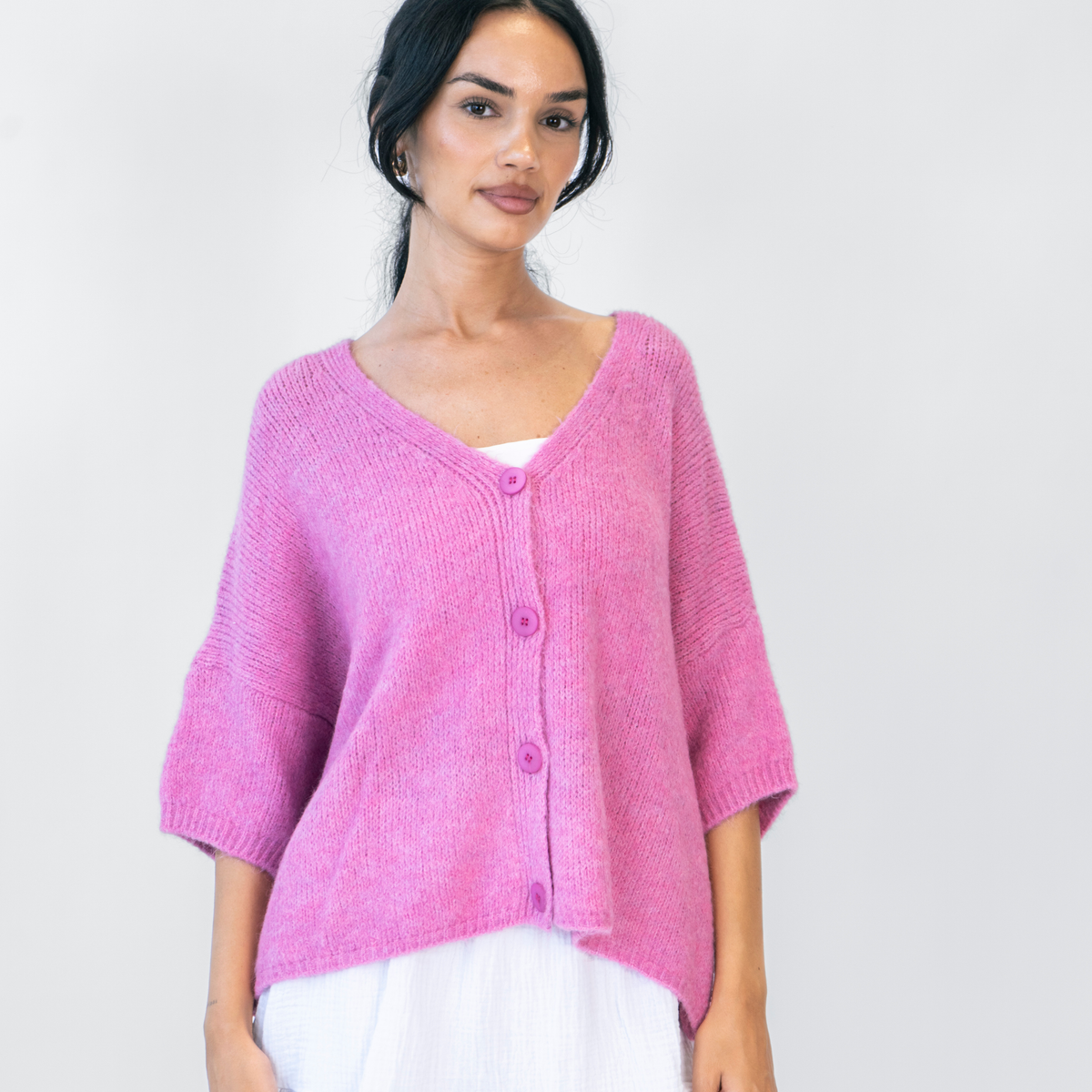 Oversized cardigan with 3/4 sleeves
