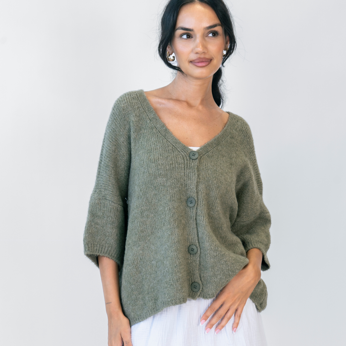 Oversized cardigan with 3/4 sleeves