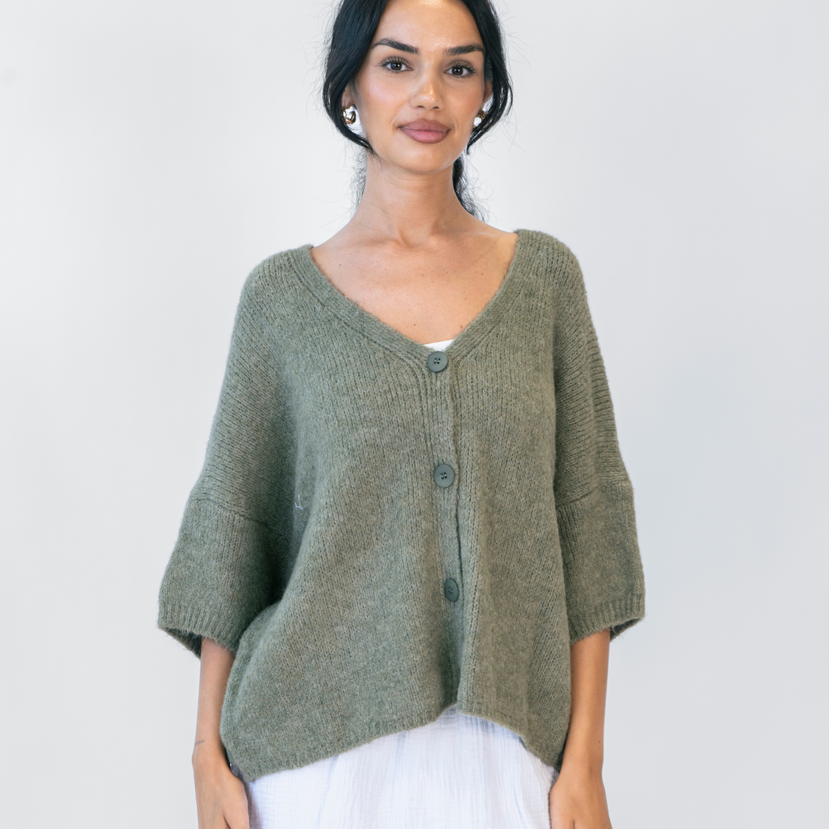 Oversized cardigan with 3/4 sleeves