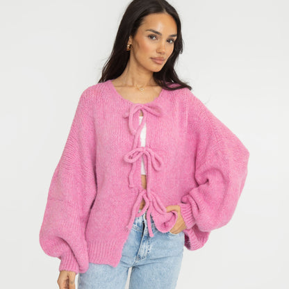 Oversized Cardigan with Bows