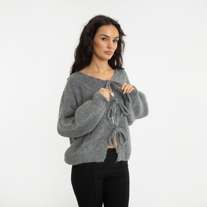 Oversized Cardigan with Bows