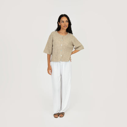 Short-sleeve knitted cardigan