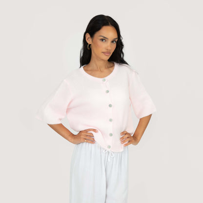 Short-sleeve knitted cardigan