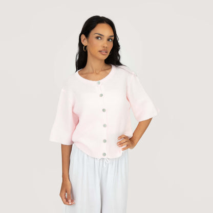 Short-sleeve knitted cardigan
