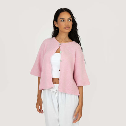 Short-sleeve knitted cardigan