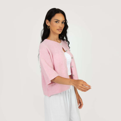 Short-sleeve knitted cardigan
