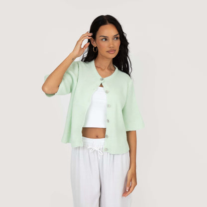 Short-sleeve knitted cardigan