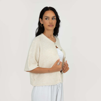 Short-sleeve knitted cardigan