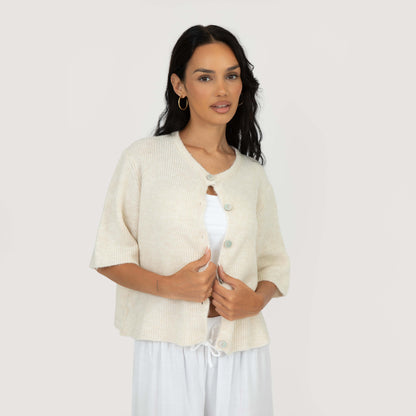 Short-sleeve knitted cardigan