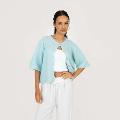 Short-sleeve knitted cardigan