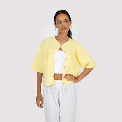 Short-sleeve knitted cardigan