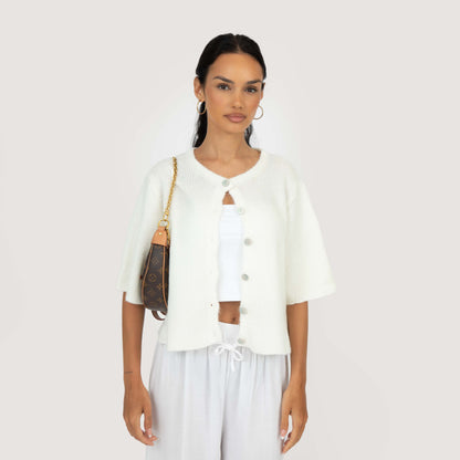 Short-sleeve knitted cardigan