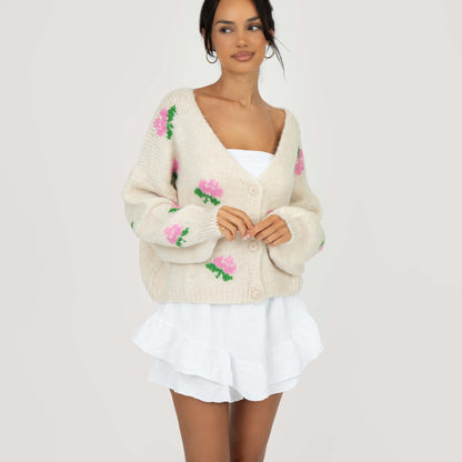 Oversize Rose Cardigan