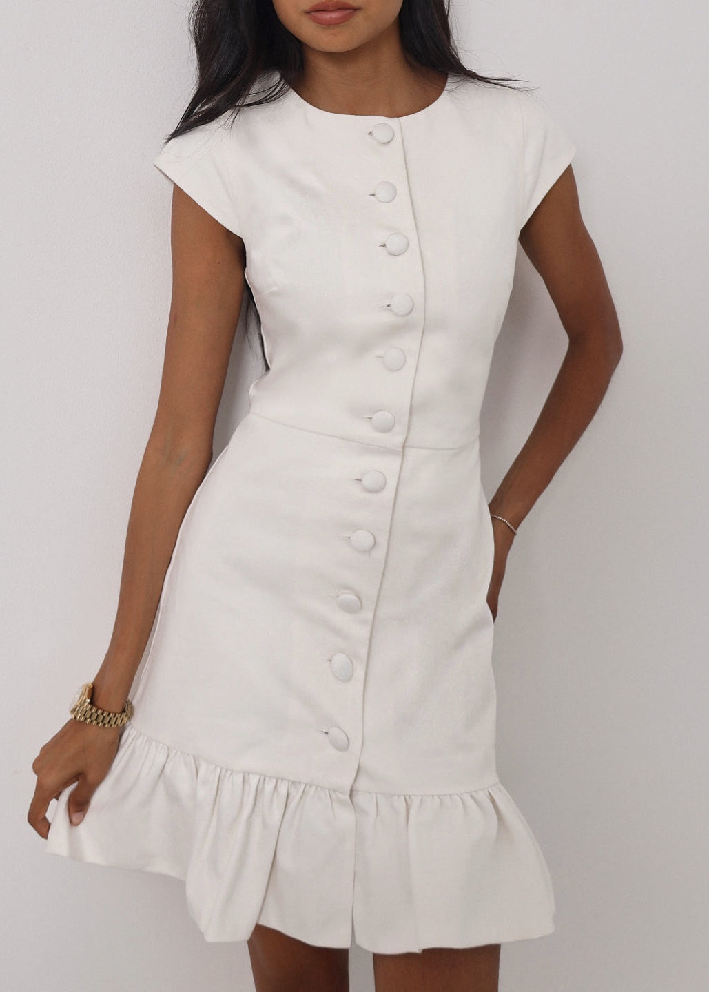 Vestido elegante de mezclilla Riann | Blanco