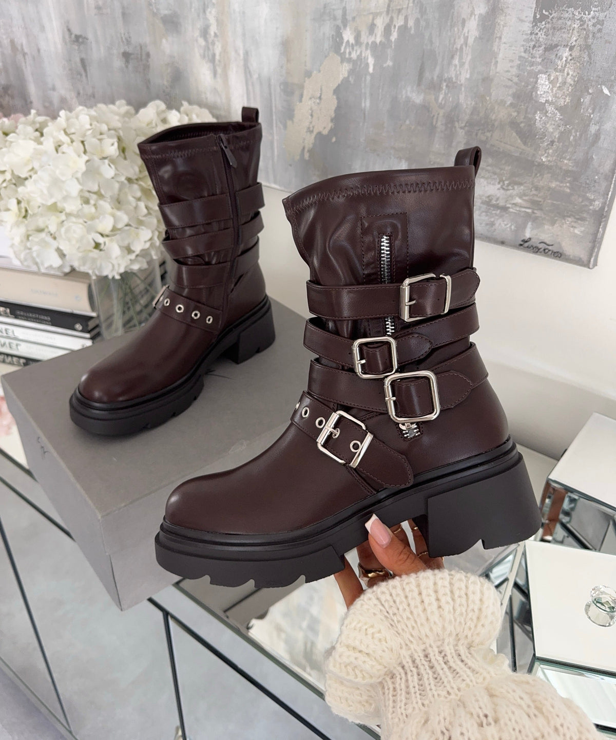 Botas biker Bellina marrón