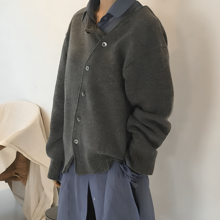Luna | Cardigan con Bottoni Asimmetrici