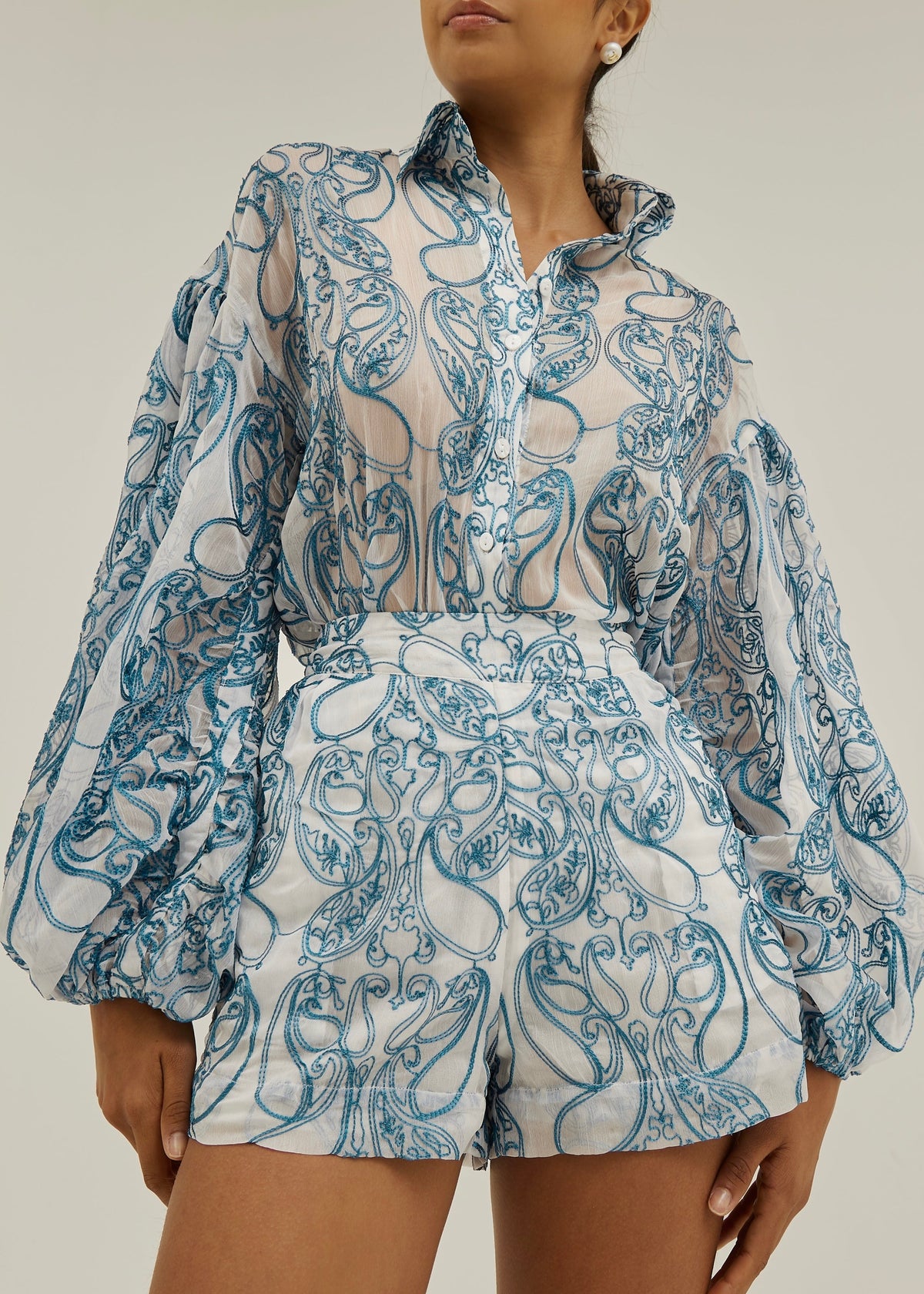 Blusa bordada Estella | Azul