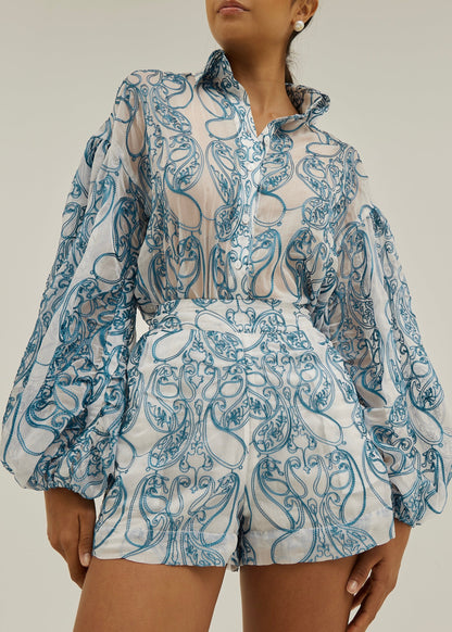 Blusa bordada Estella | Azul