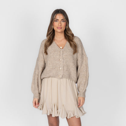 CozyGlam Oversize V-Cardigan Short