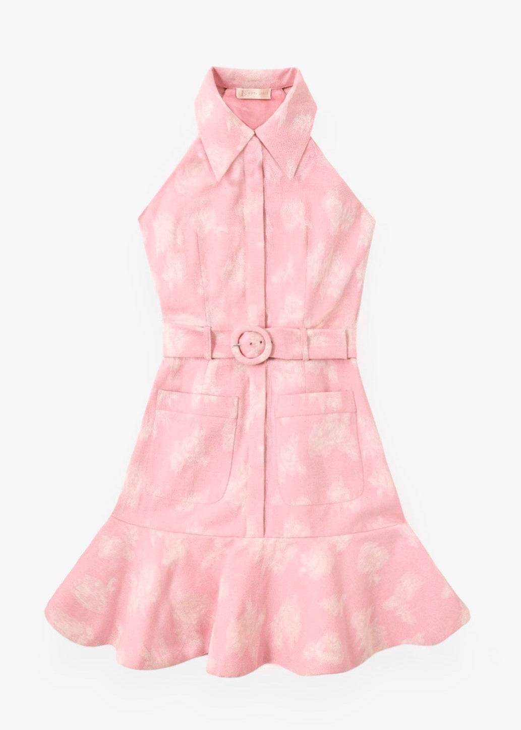 Vestido vaquero Zena de corte evasé con cinturón | Denim rosa