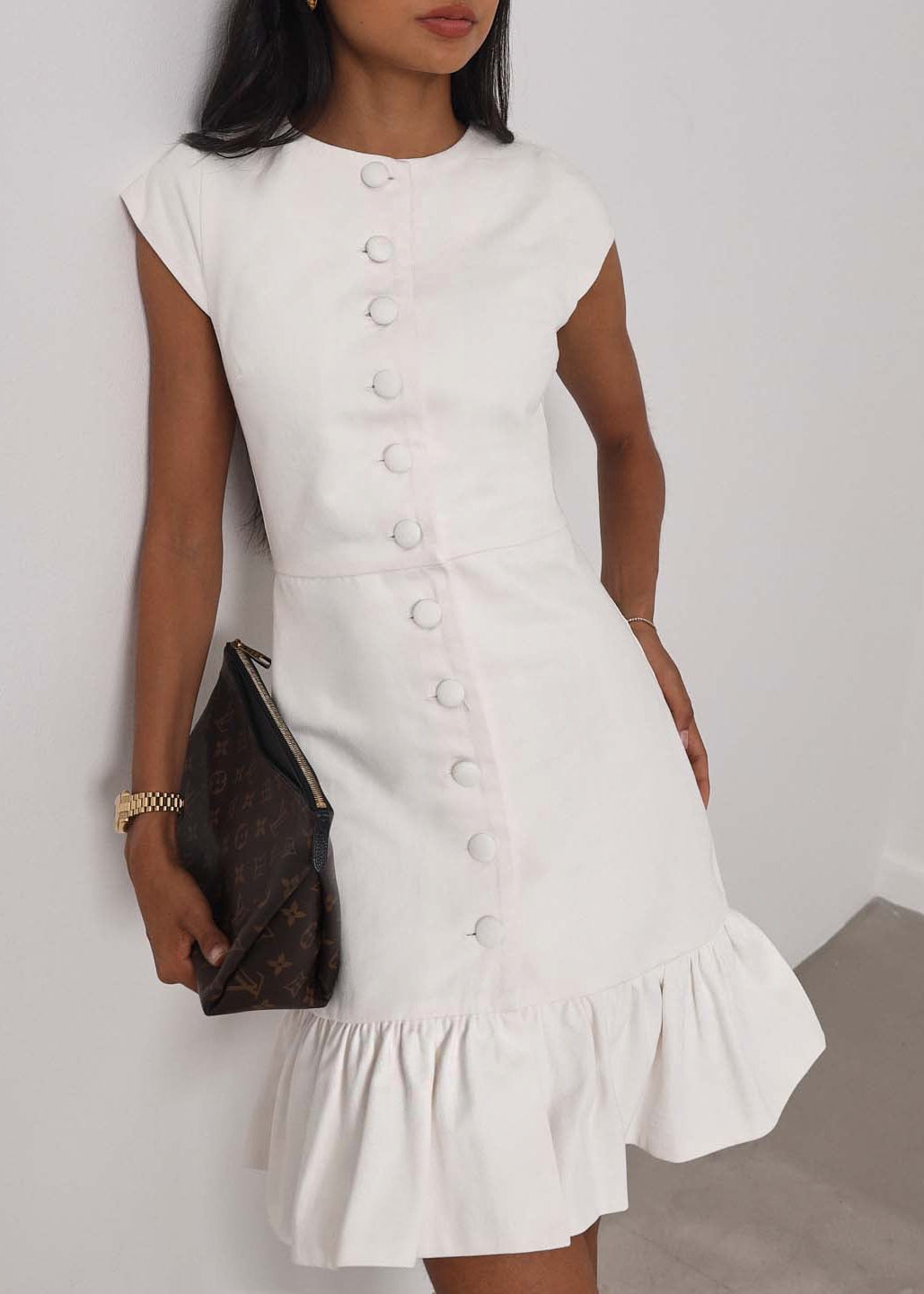 Vestido elegante de mezclilla Riann | Blanco