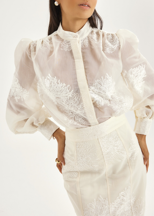 Blusa bordada Sophia | Vainilla francesa