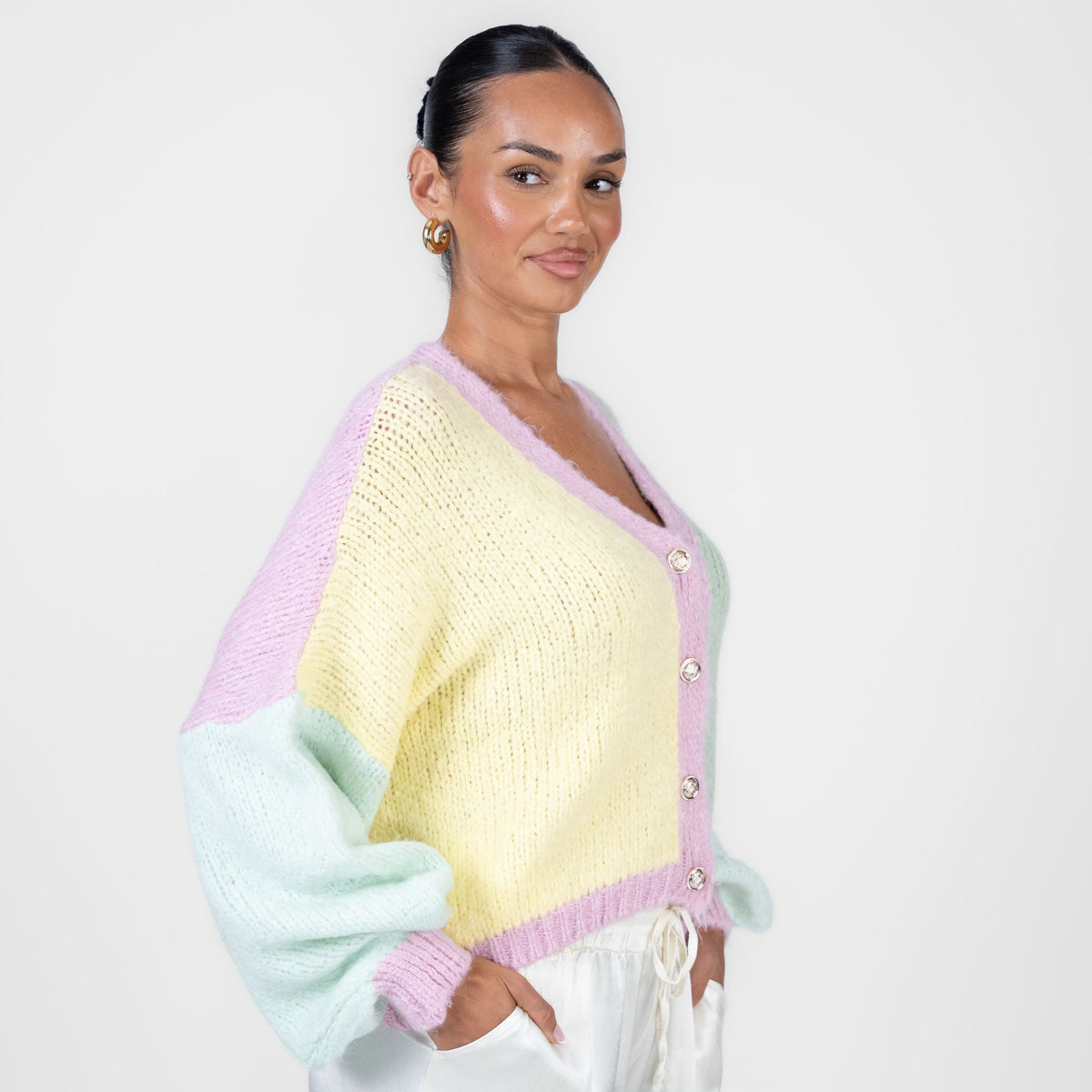 Pastel Velvet Oversized Cardigan