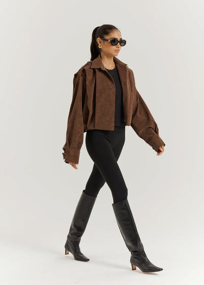 Chaqueta Amelia de ante sintético | Marrón castaño