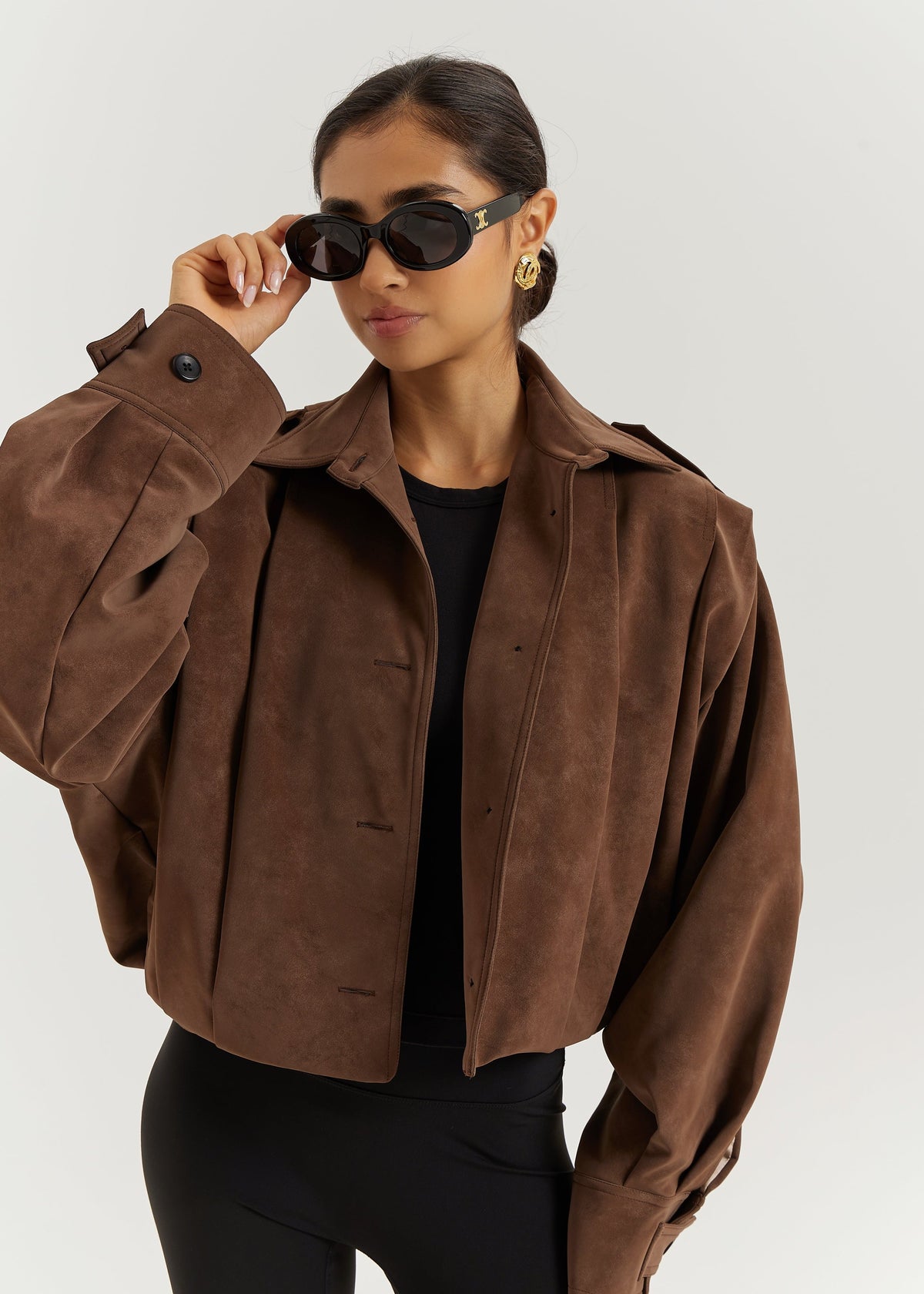 Chaqueta Amelia de ante sintético | Marrón castaño