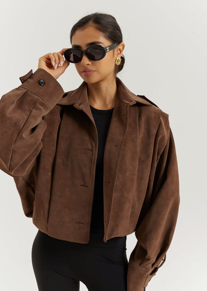 Chaqueta Amelia de ante sintético | Marrón castaño