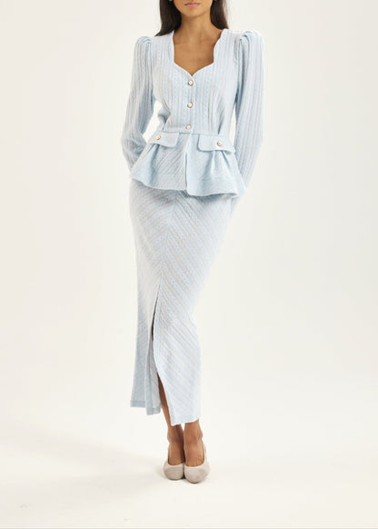 Chaqueta de punto peplum Anastasia | Azul pastel