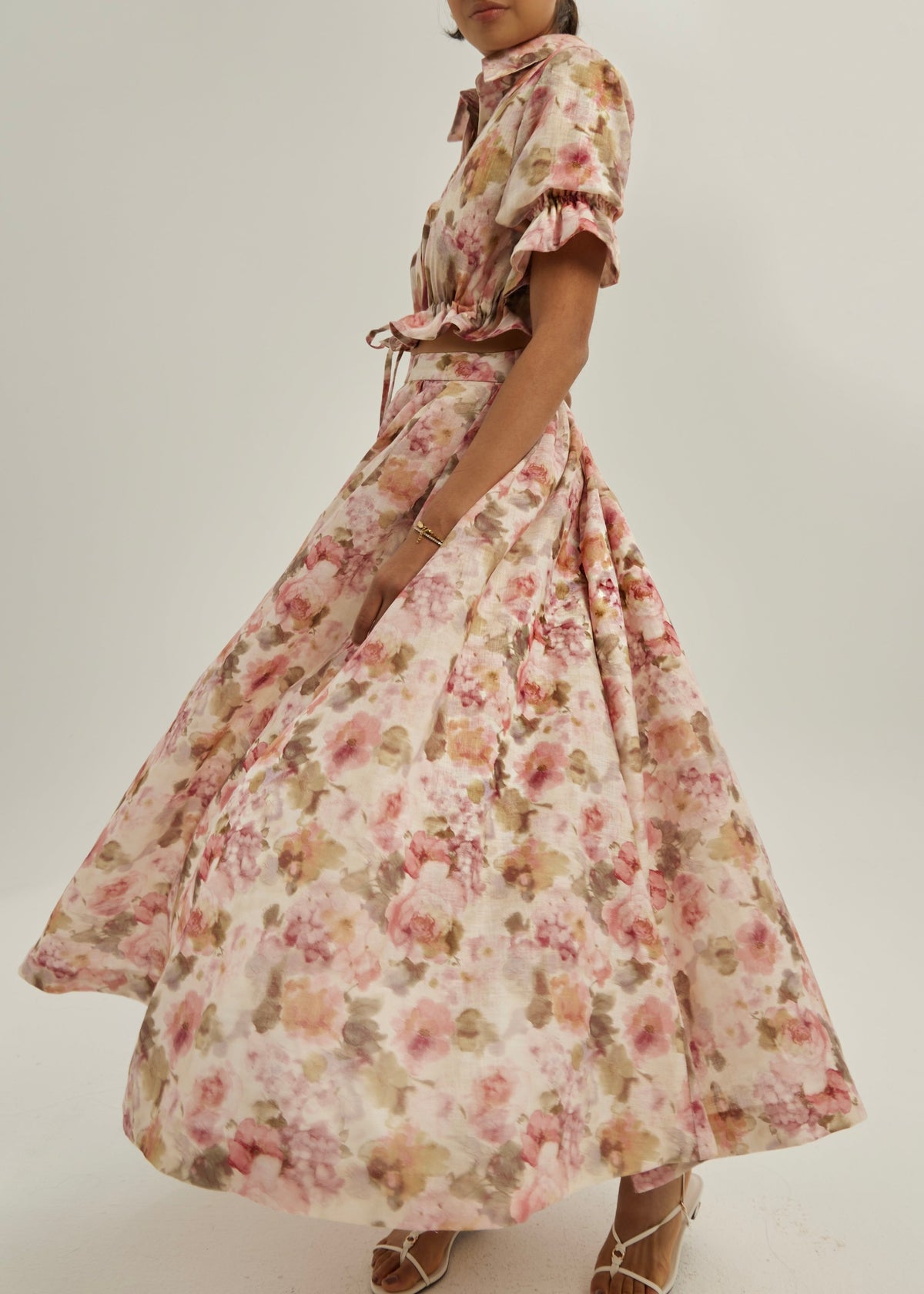 Camisa Anna con lazo floral | Rosa