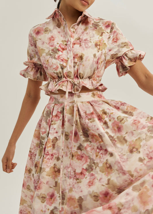 Camisa Anna con lazo floral | Rosa