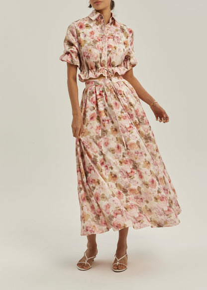 Camisa Anna con lazo floral | Rosa