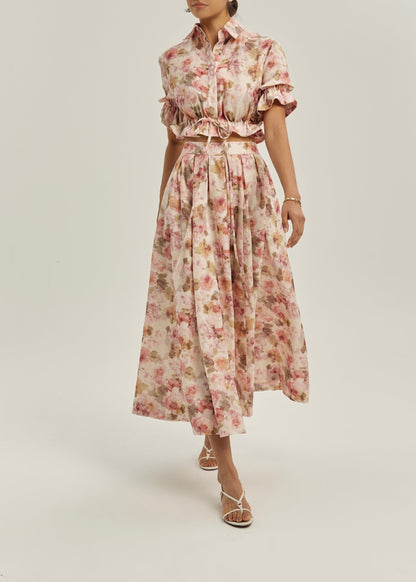 Camisa Anna con lazo floral | Rosa