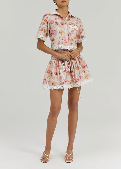 Blusa Anna floral y de encaje | Rosa