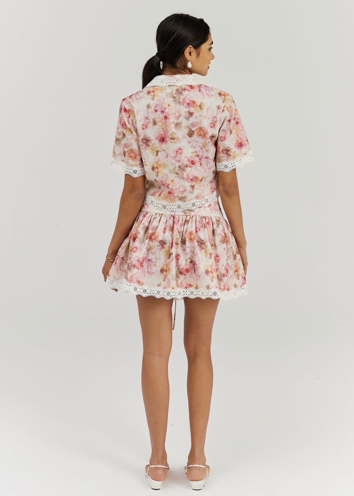Blusa Anna floral y de encaje | Rosa