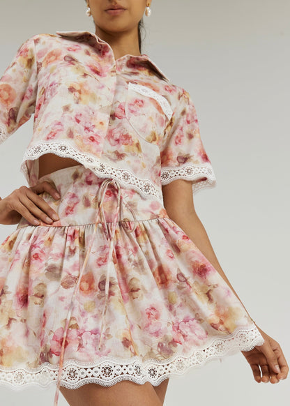 Blusa Anna floral y de encaje | Rosa